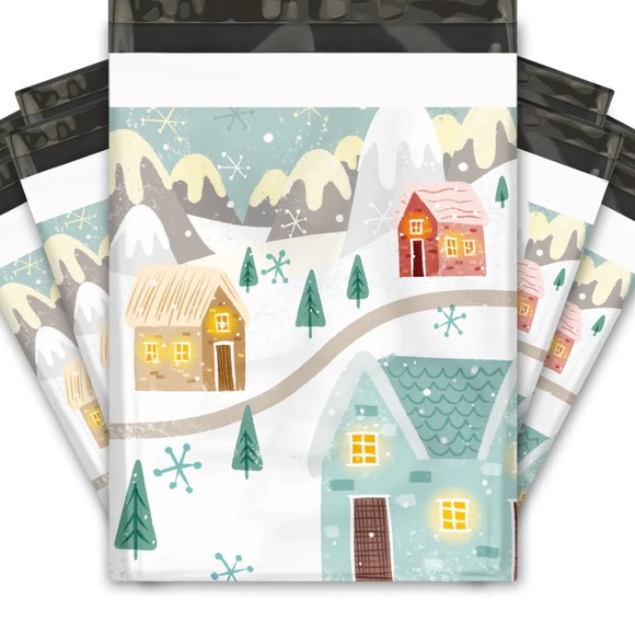 2 SETS LEFT🏠🛷20 Winter Village Poly Mailers 10 x 13 inch - Picture 4 of 6